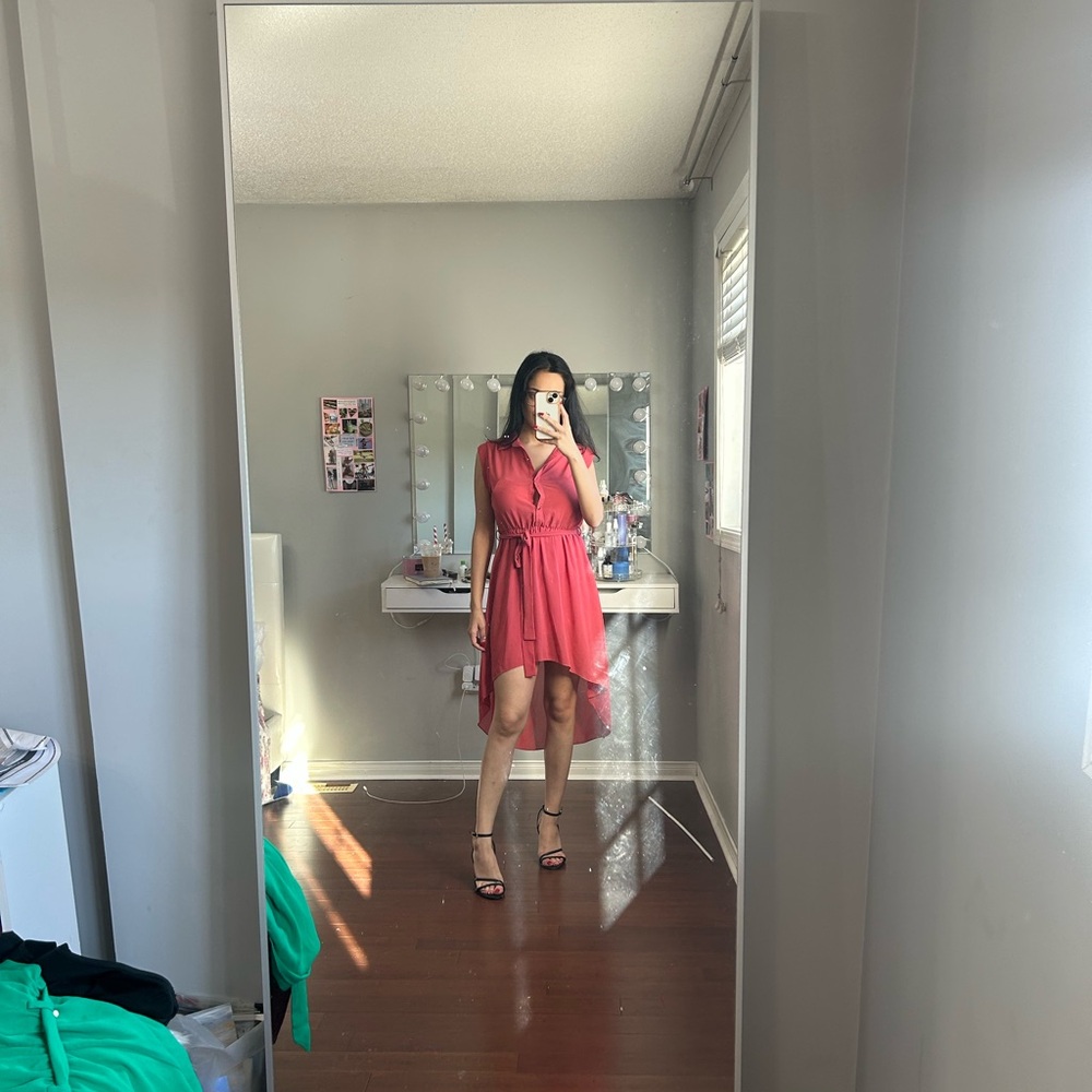 Elegant Pink High Low Dress